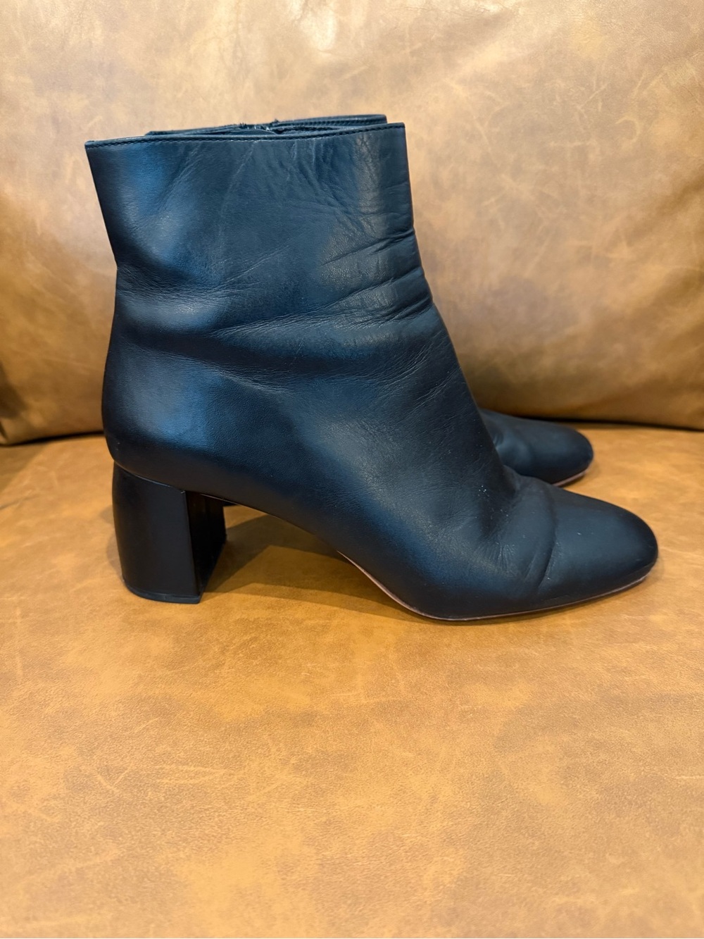Loeffler Randall Stretch Leather Ankle Boots Black Booties Women’s 9.5